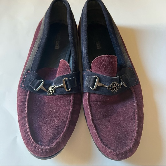 Roberto Cavalli Suede Leather Driving Loafers Purple Blue and Grey main image 5